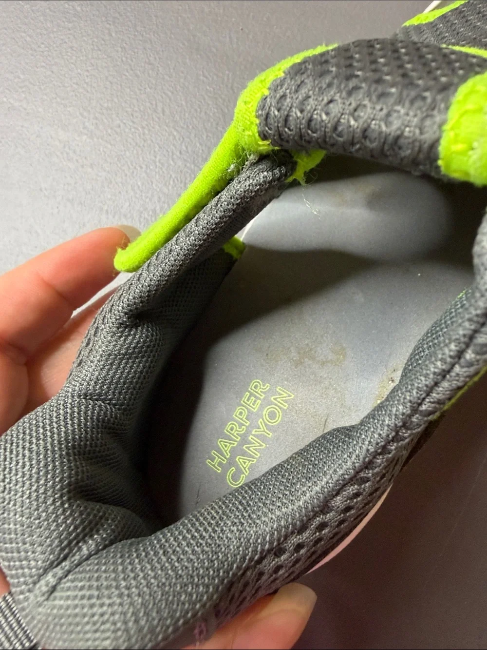 Kids Gray & Neon Green Active Sandals - Velcro Strap. Size: 12